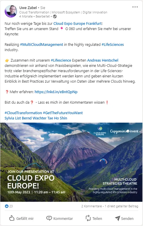 Cloud Expo Europe 2023 multi-cloud session for life sciences